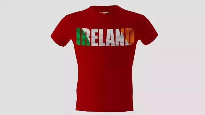 Low poly Ireland shirt red colour 