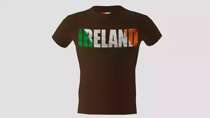 Low poly Ireland shirt dark brown colour