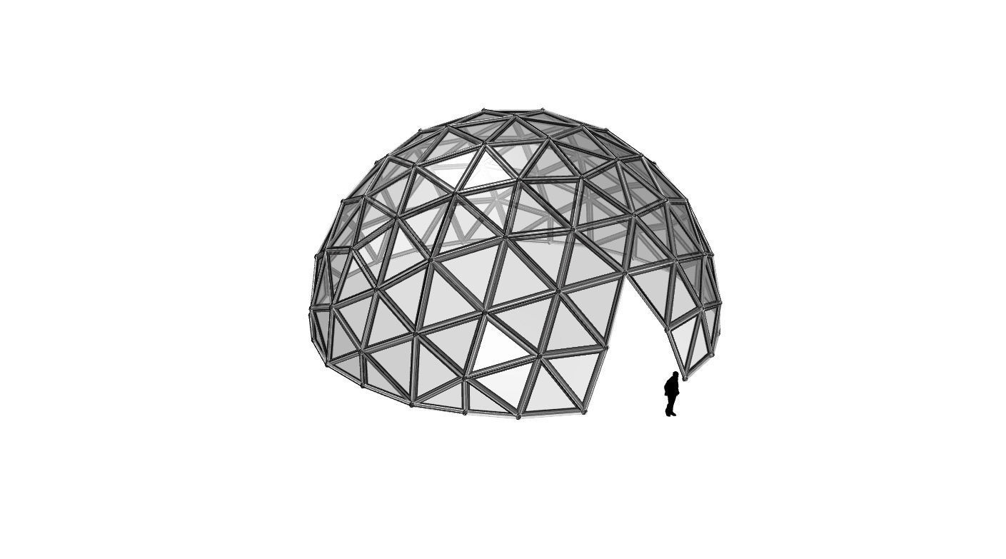 Geodesic Dome Large with Frame and Panels and Entryway 3D model_77