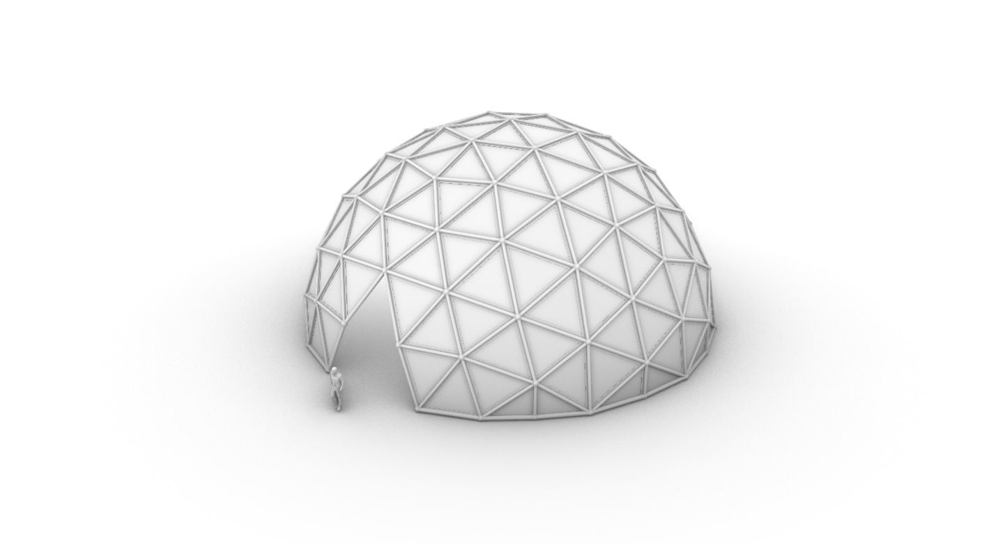 Geodesic Dome Large with Frame and Panels and Entryway 3D model_37