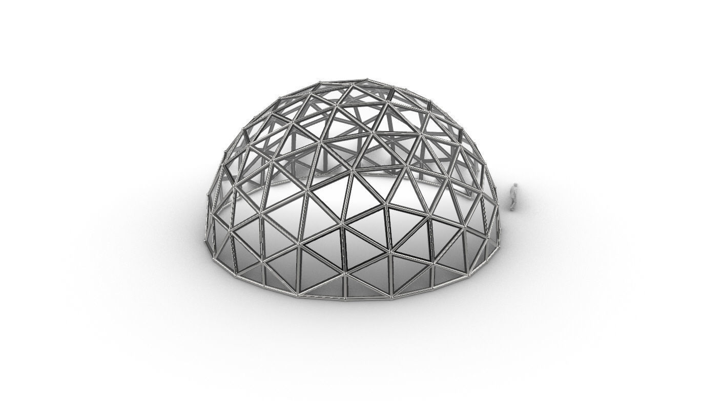 Geodesic Dome Large with Frame and Panels and Entryway 3D model_32