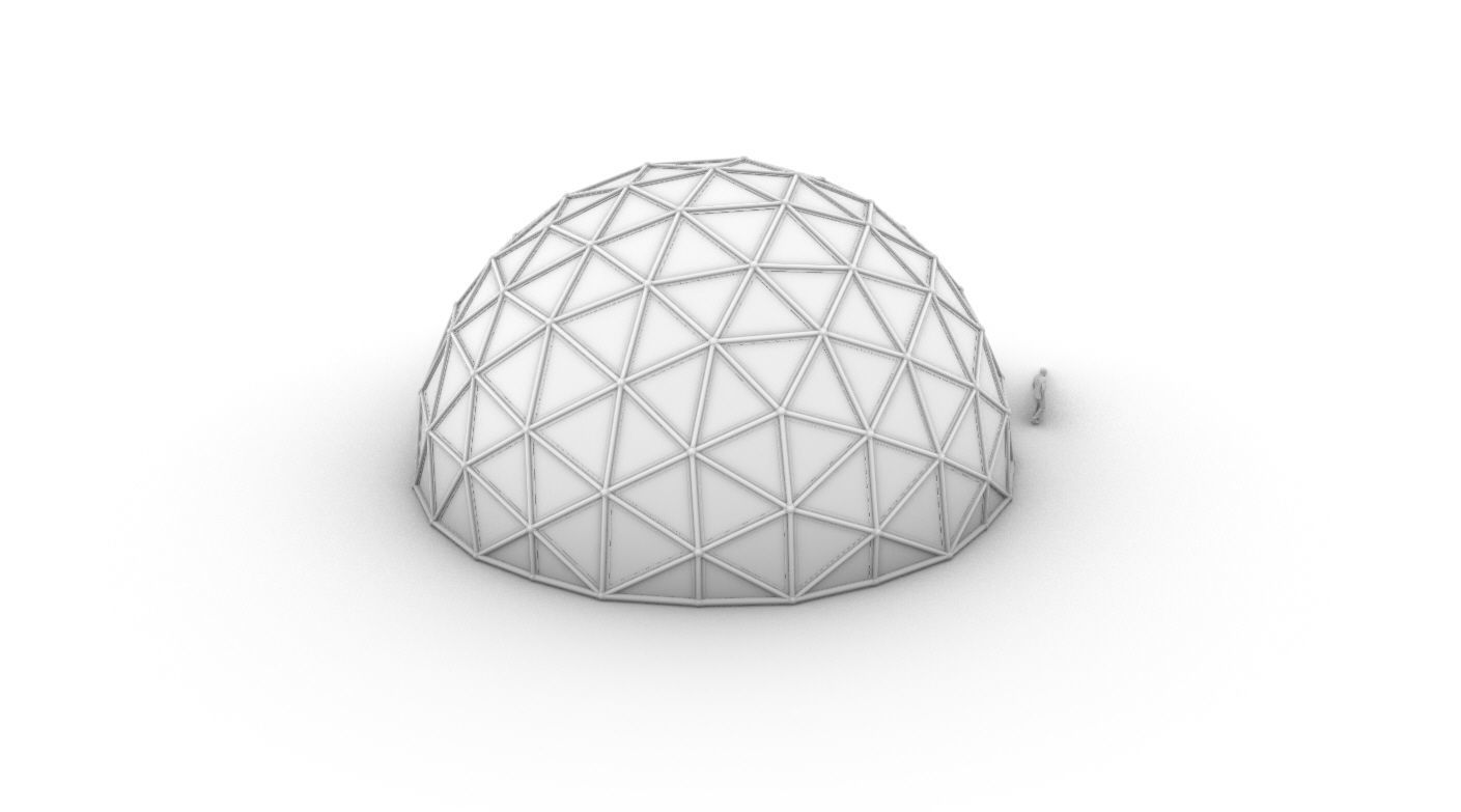 Geodesic Dome Large with Frame and Panels and Entryway 3D model_52