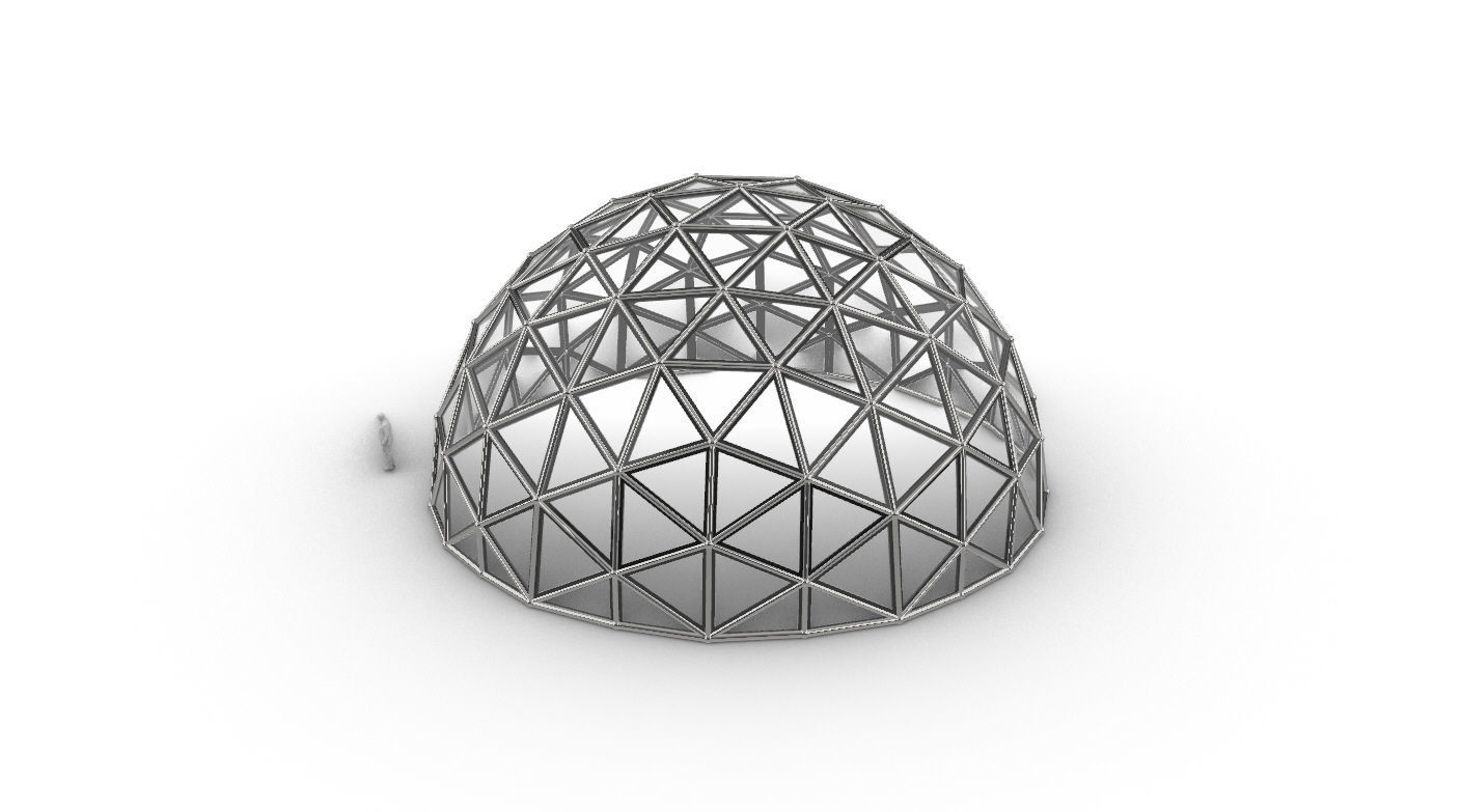 Geodesic Dome Large with Frame and Panels and Entryway 3D model_23