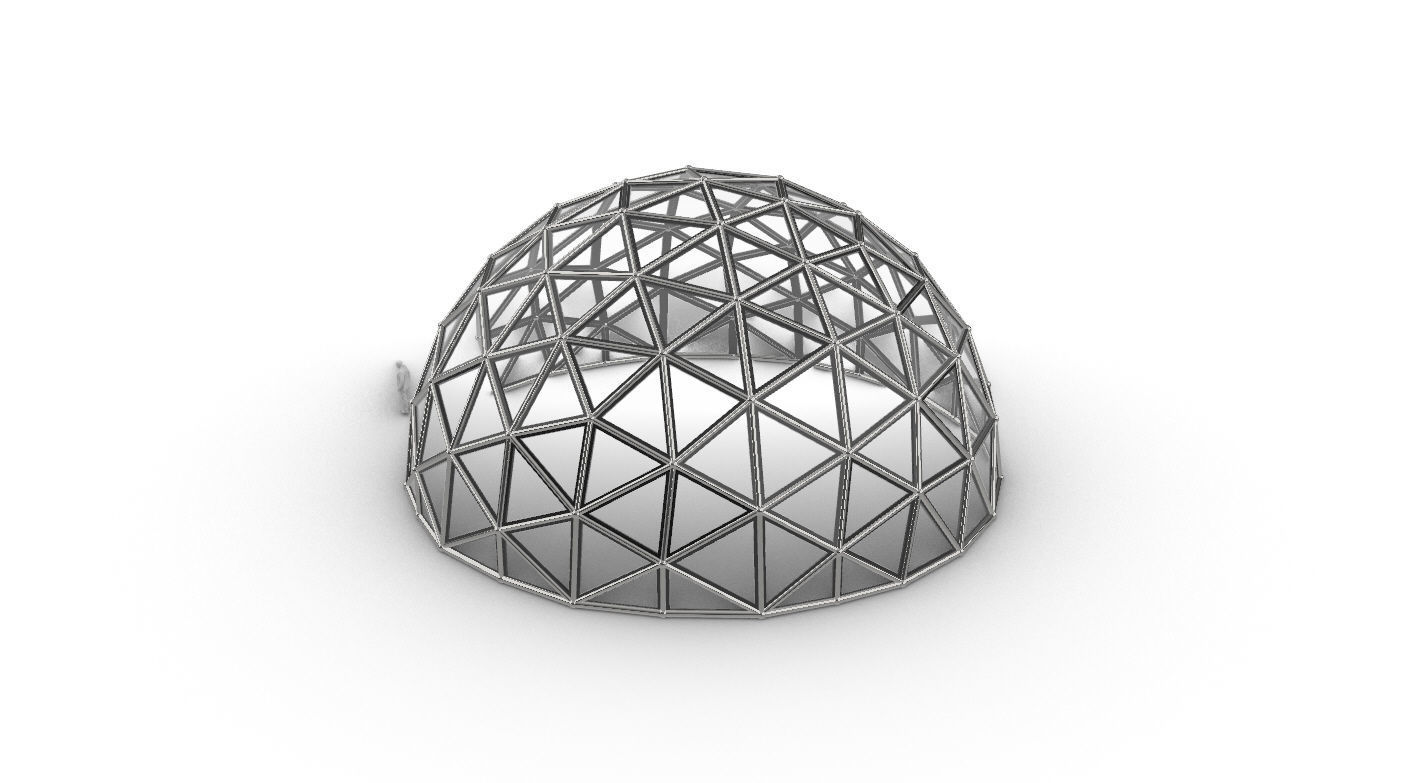 Geodesic Dome Large with Frame and Panels and Entryway 3D model_24