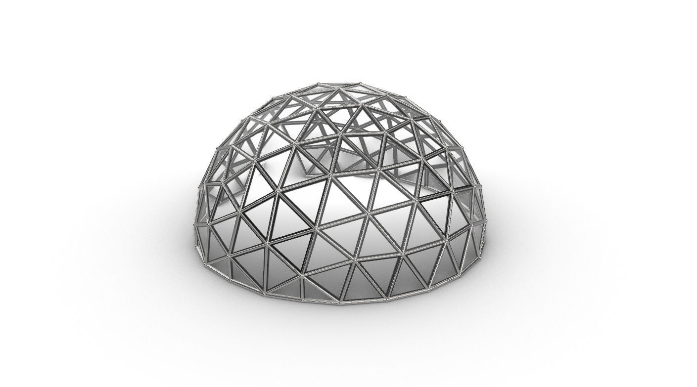 Geodesic Dome Large with Frame and Panels and Entryway 3D model_26