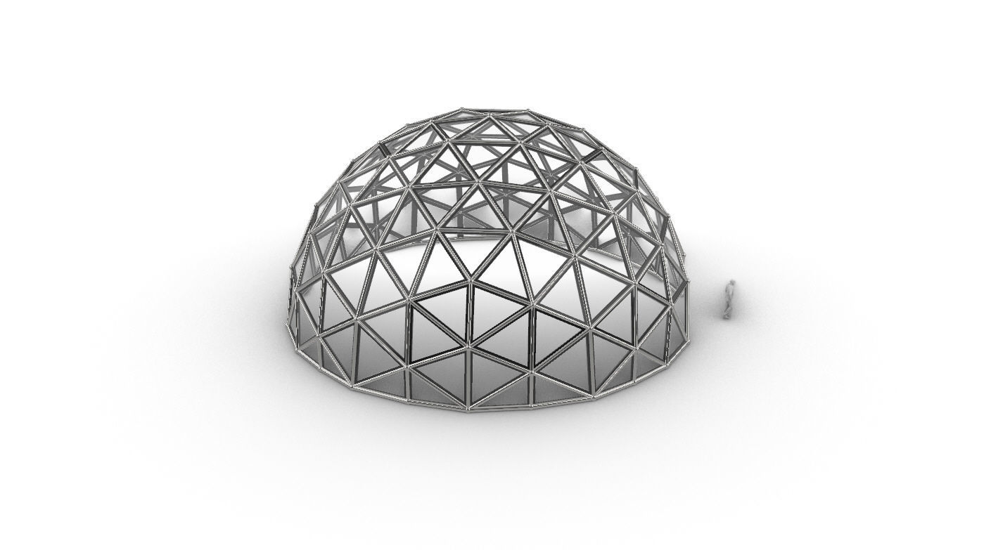 Geodesic Dome Large with Frame and Panels and Entryway 3D model_33