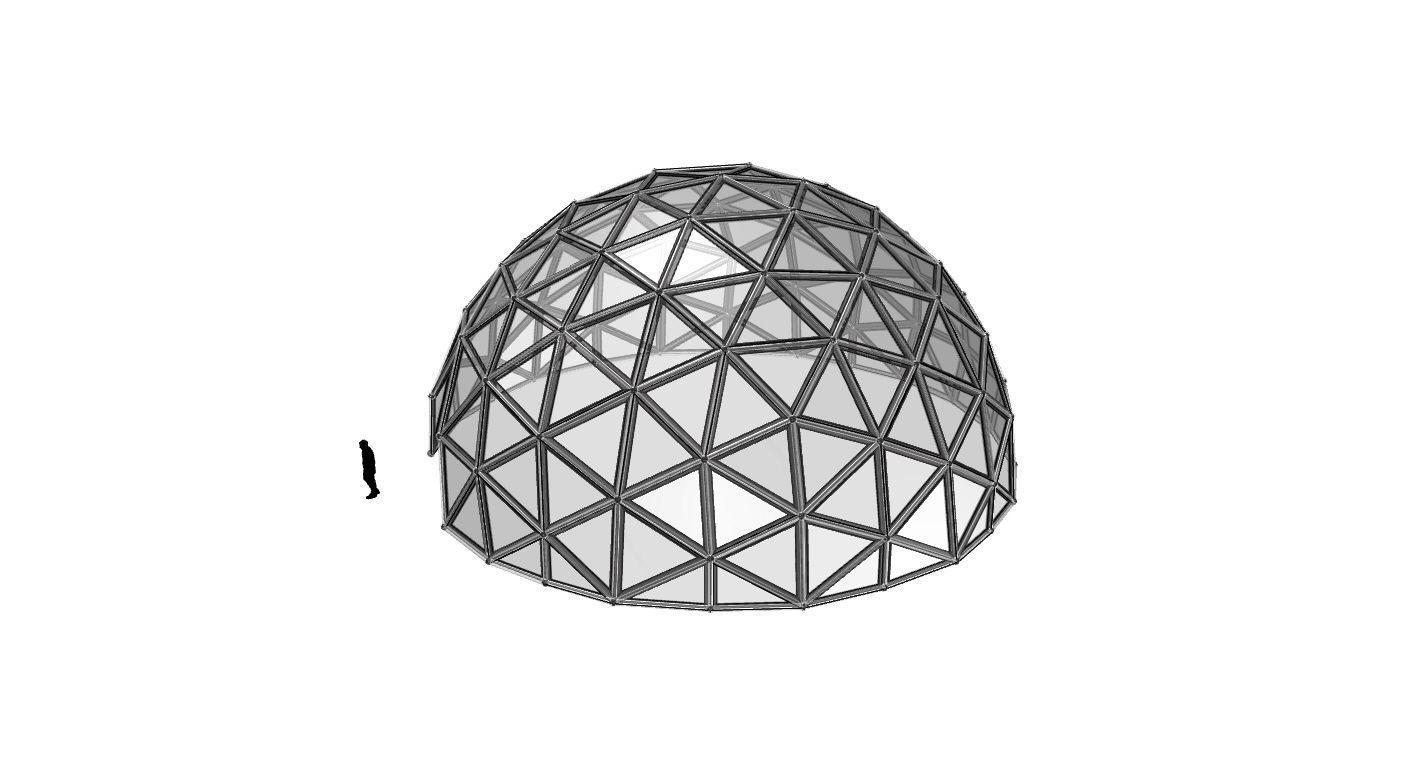 Geodesic Dome Large with Frame and Panels and Entryway 3D model_62