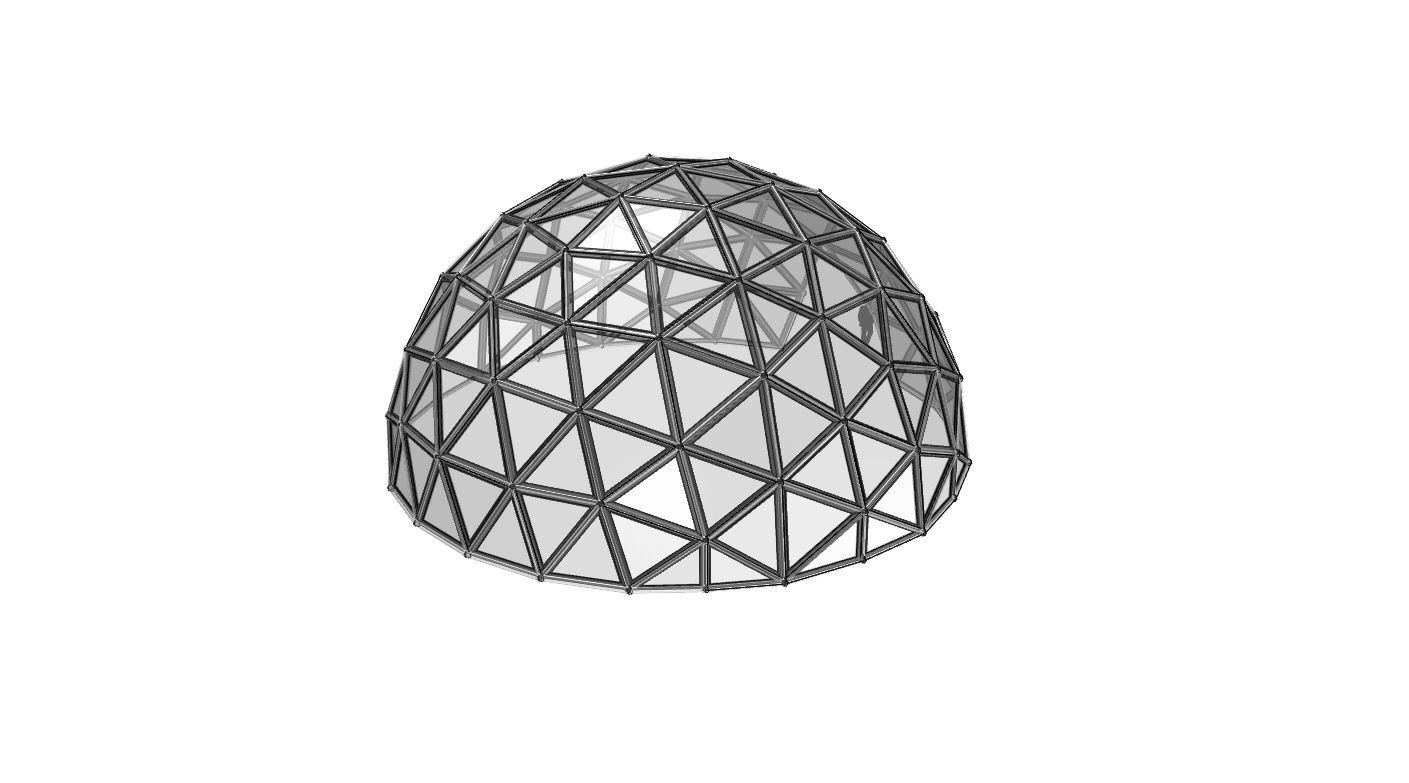 Geodesic Dome Large with Frame and Panels and Entryway 3D model_70