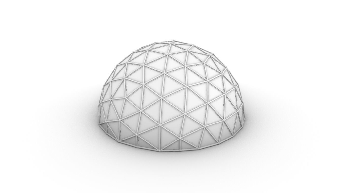 Geodesic Dome Large with Frame and Panels and Entryway 3D model_45