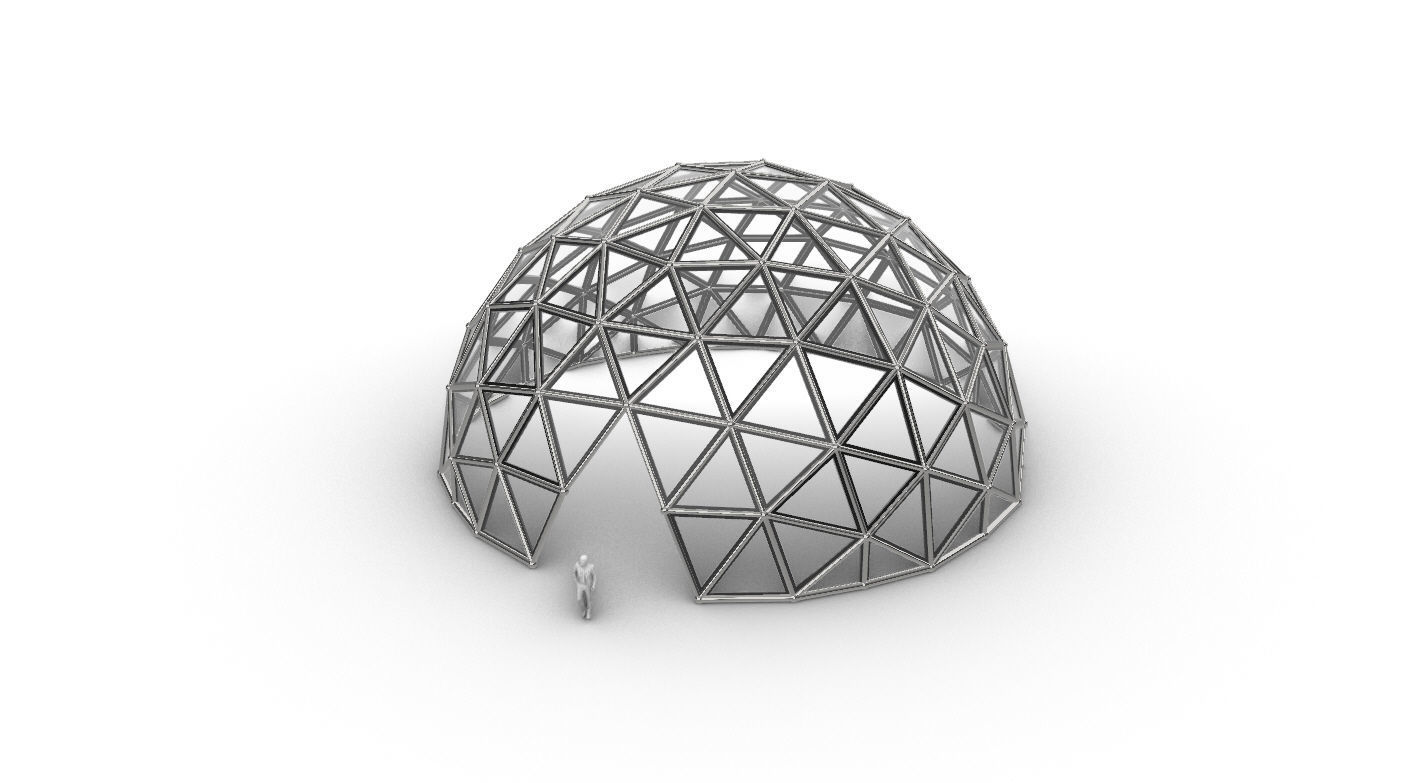 Geodesic Dome Large with Frame and Panels and Entryway 3D model_39