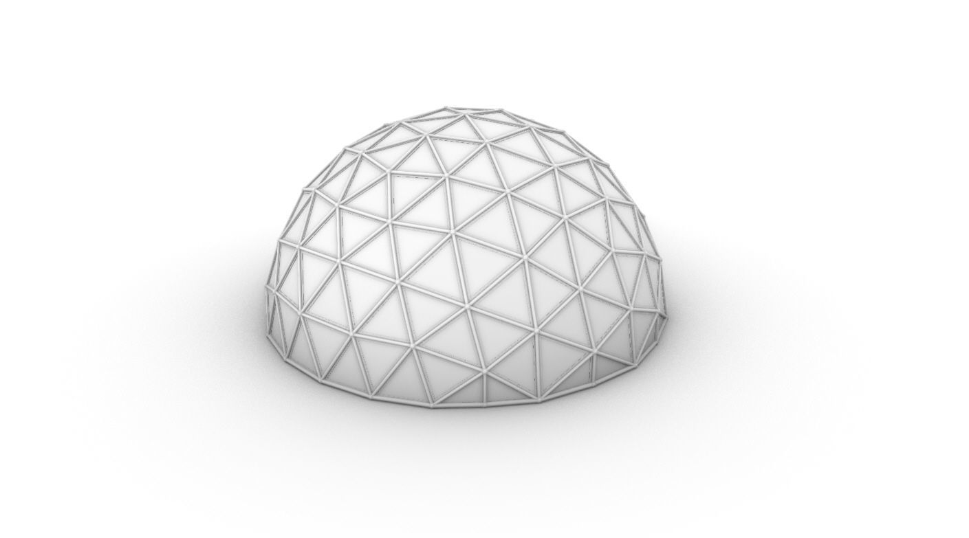 Geodesic Dome Large with Frame and Panels and Entryway 3D model_49
