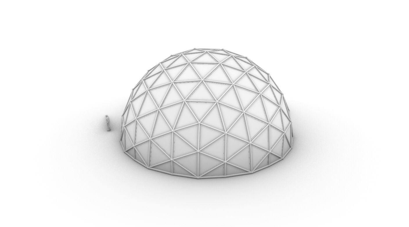 Geodesic Dome Large with Frame and Panels and Entryway 3D model_43