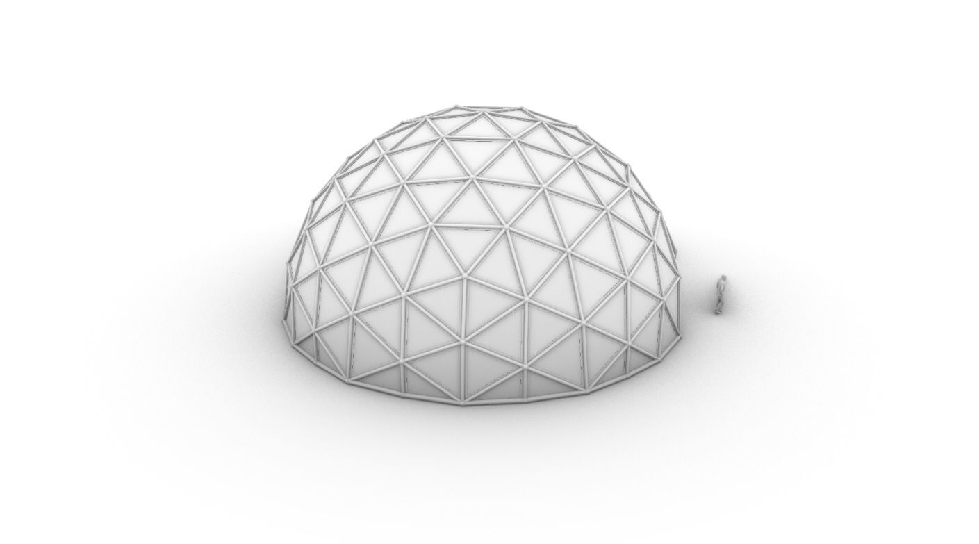 Geodesic Dome Large with Frame and Panels and Entryway 3D model_54