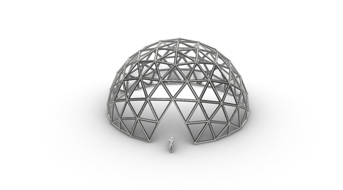 Geodesic Dome Large with Frame and Panels and Entryway 3D model_36