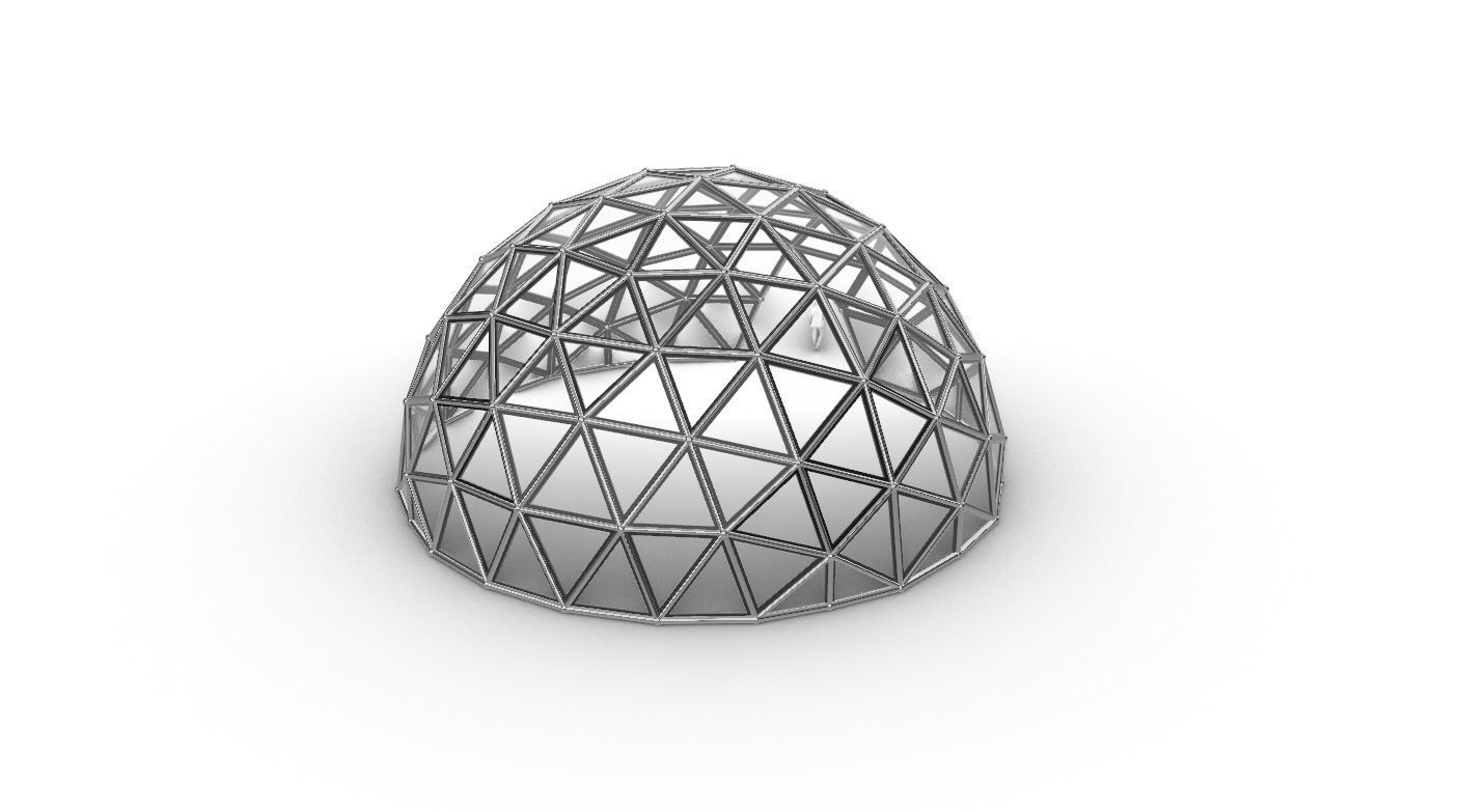 Geodesic Dome Large with Frame and Panels and Entryway 3D model_29