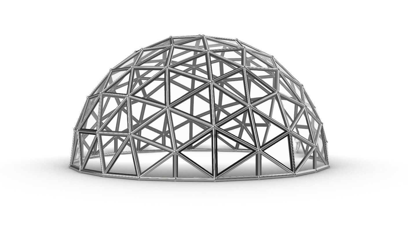 Geodesic Dome Large with Frame and Panels and Entryway 3D model_12