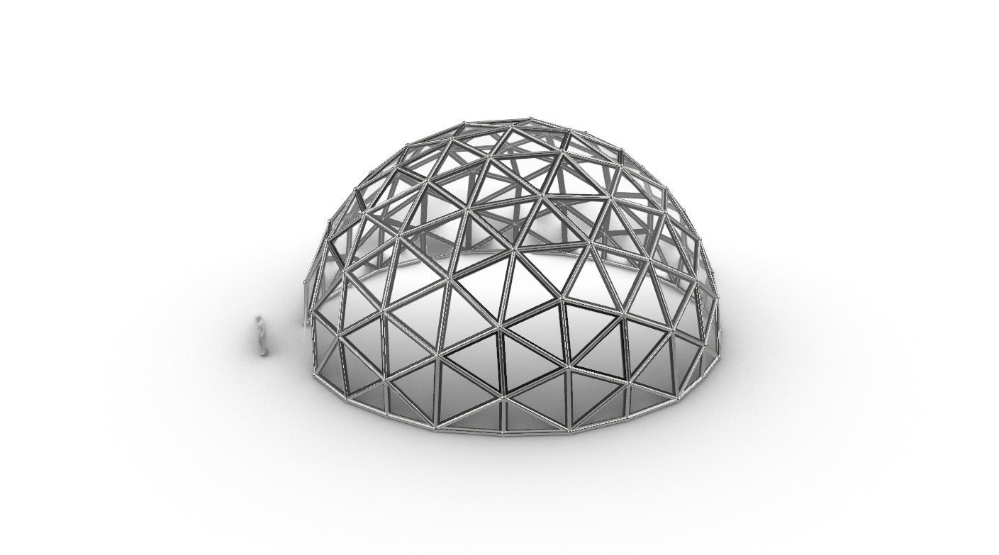 Geodesic Dome Large with Frame and Panels and Entryway 3D model_22