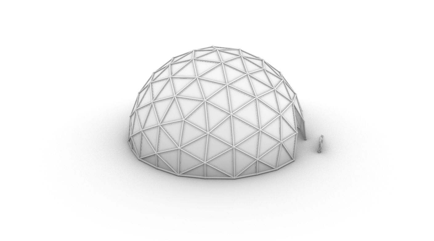 Geodesic Dome Large with Frame and Panels and Entryway 3D model_53