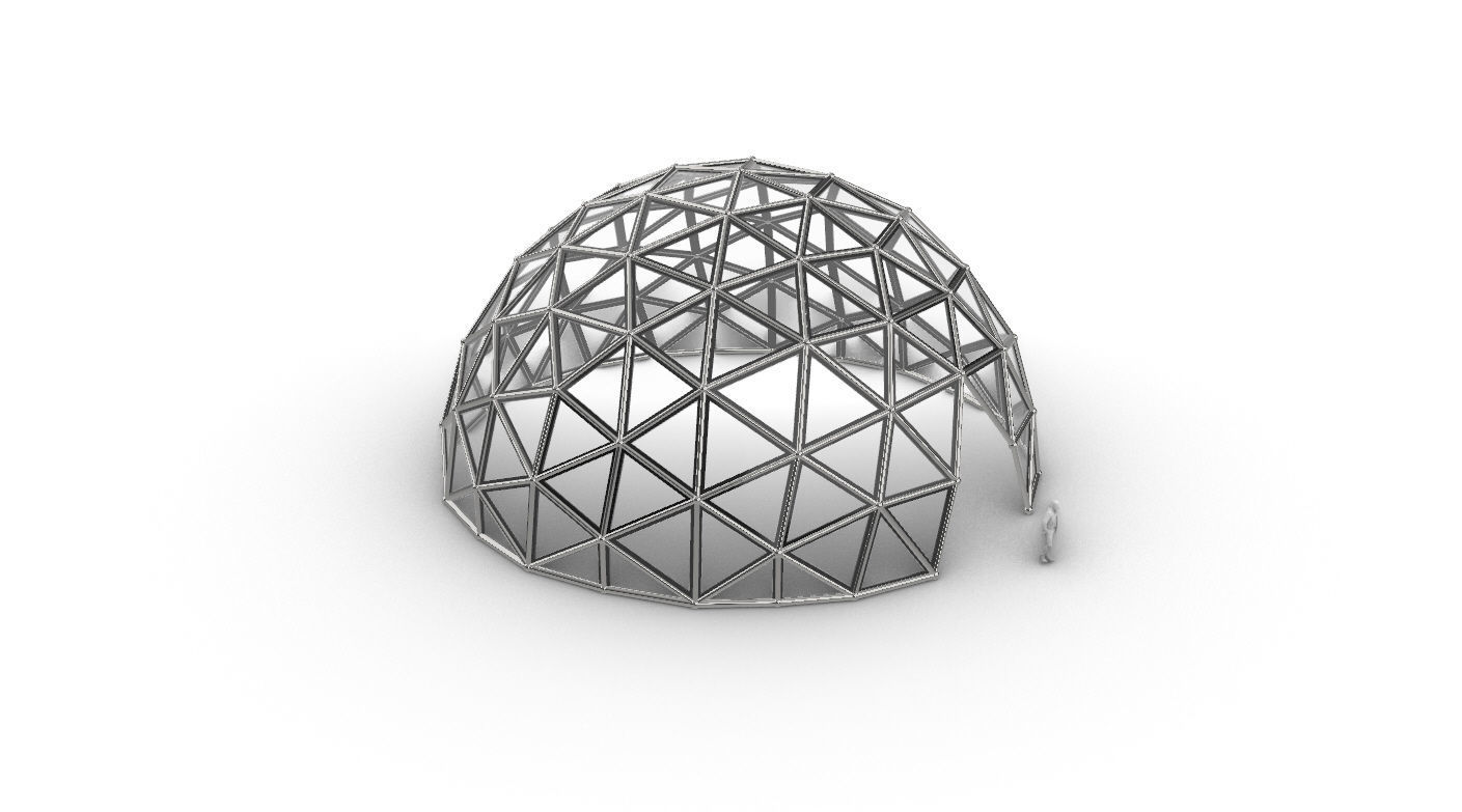 Geodesic Dome Large with Frame and Panels and Entryway 3D model_35