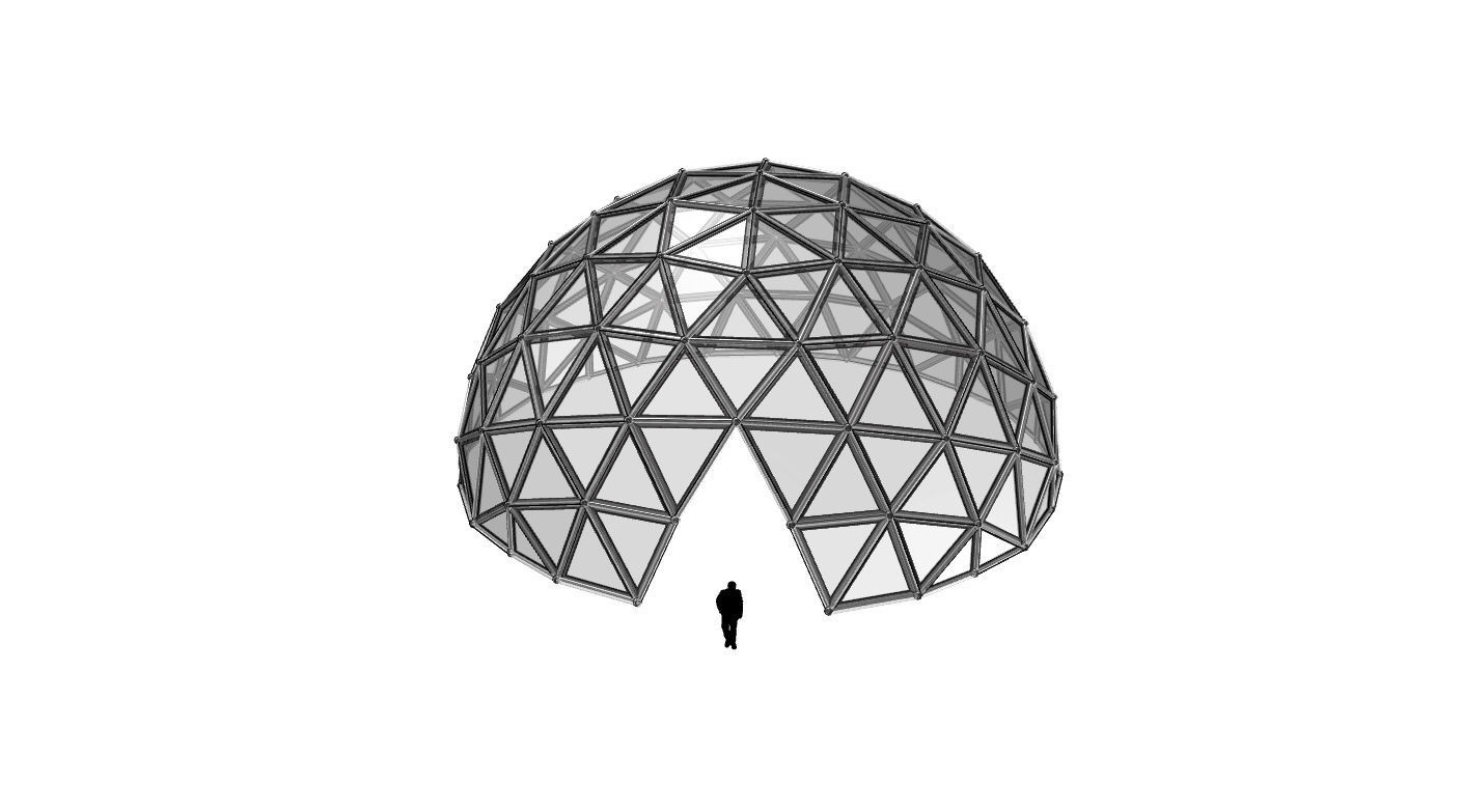 Geodesic Dome Large with Frame and Panels and Entryway 3D model_78