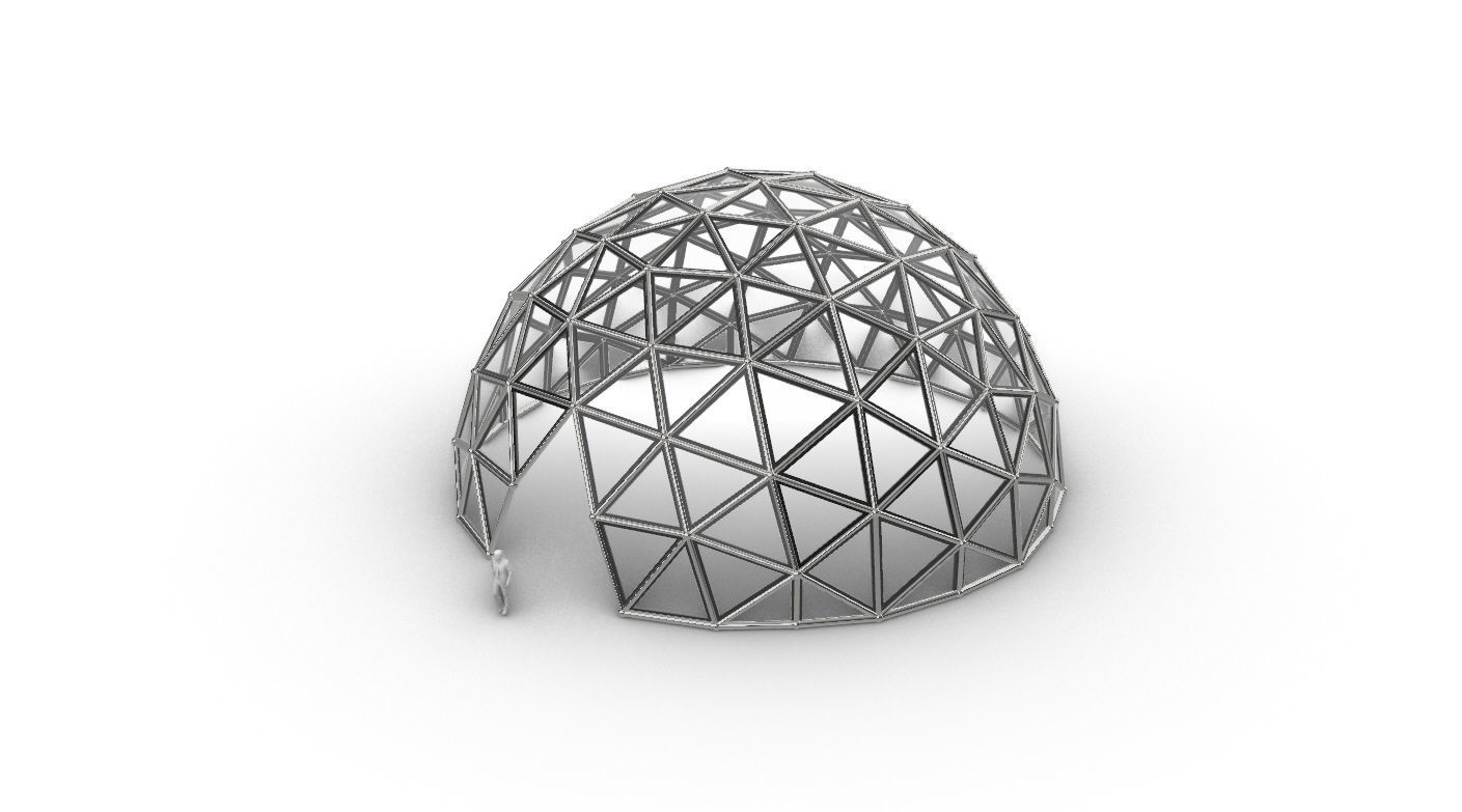 Geodesic Dome Large with Frame and Panels and Entryway 3D model_20