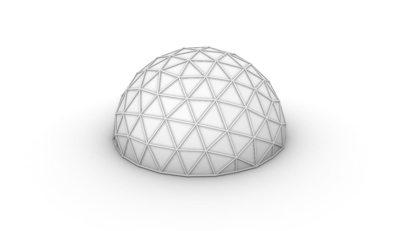 Geodesic Dome Large with Frame and Panels and Entryway 3D model_51