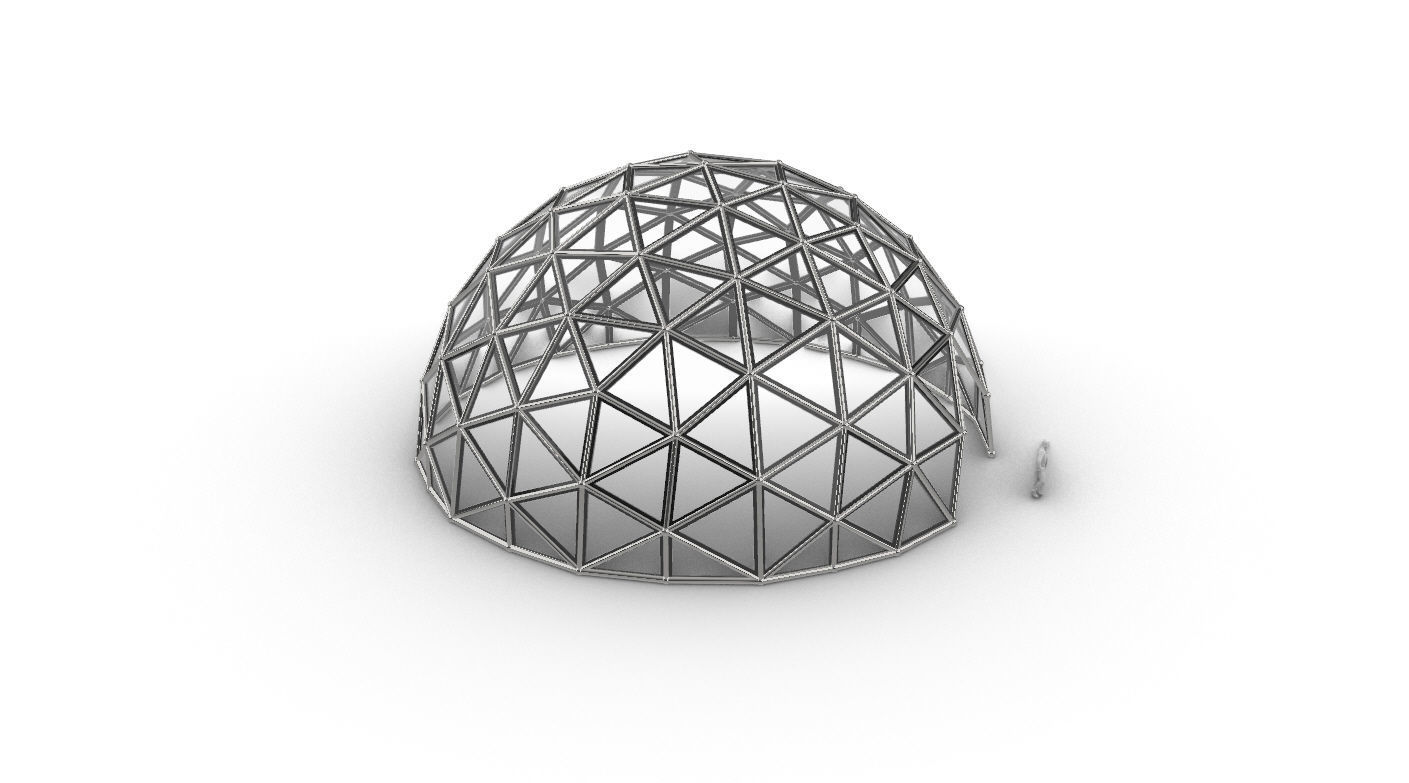 Geodesic Dome Large with Frame and Panels and Entryway 3D model_34