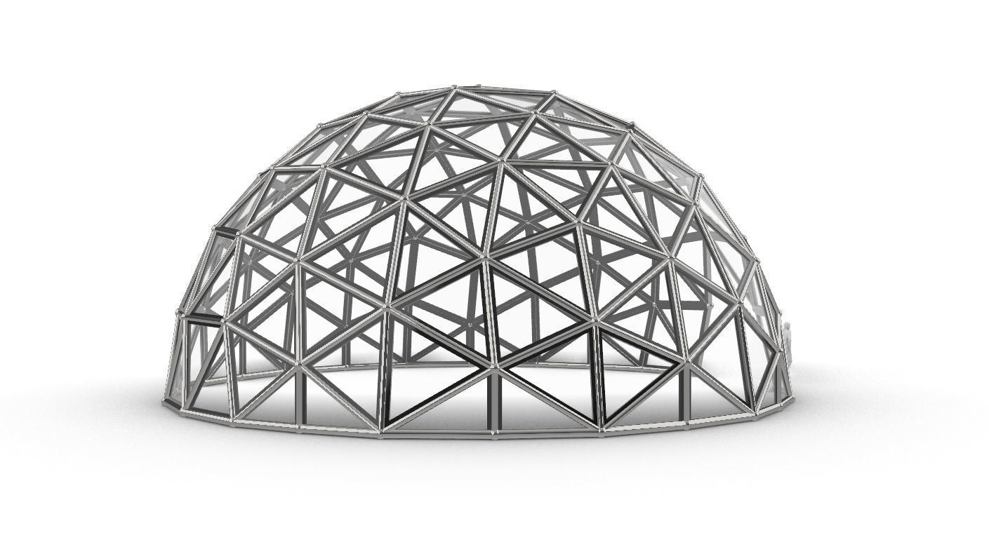 Geodesic Dome Large with Frame and Panels and Entryway 3D model_11