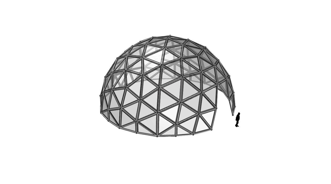 Geodesic Dome Large with Frame and Panels and Entryway 3D model_74