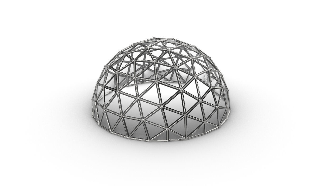 Geodesic Dome Large with Frame and Panels and Entryway 3D model_30