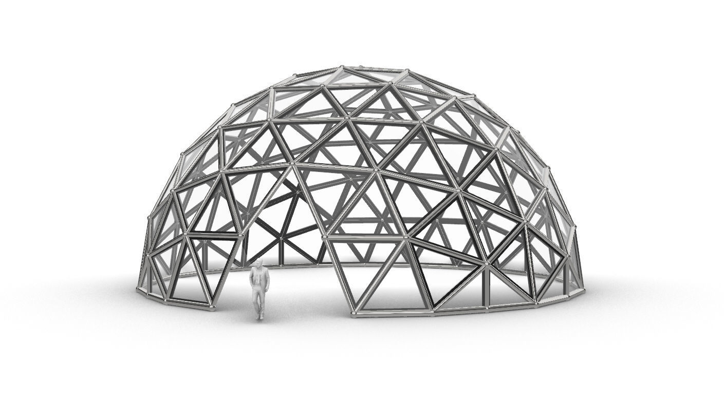 Geodesic Dome Large with Frame and Panels and Entryway 3D model_19
