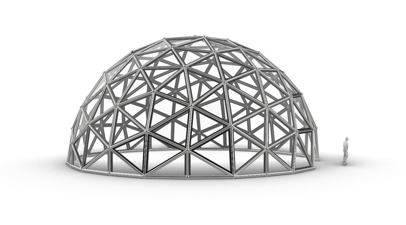 Geodesic Dome Large with Frame and Panels and Entryway 3D model_14
