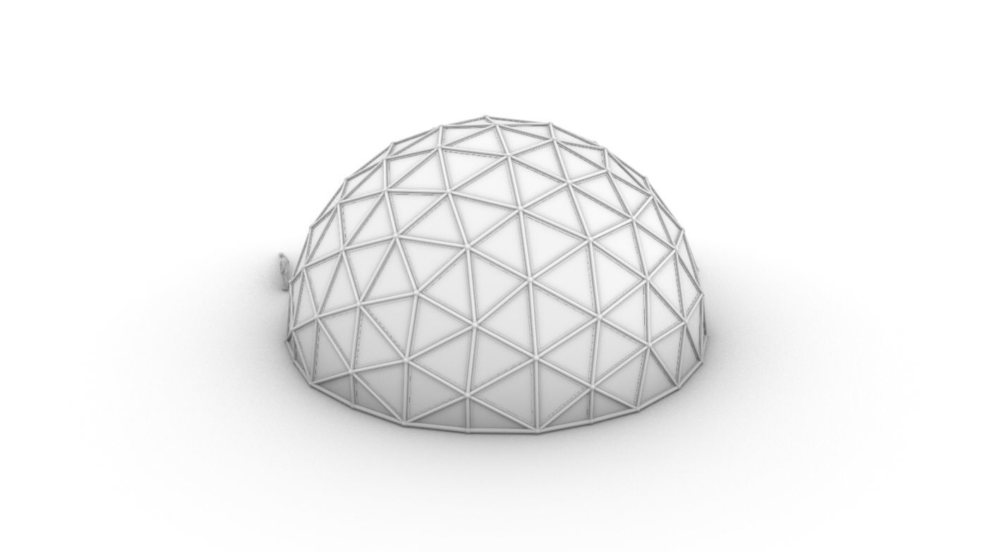 Geodesic Dome Large with Frame and Panels and Entryway 3D model_44