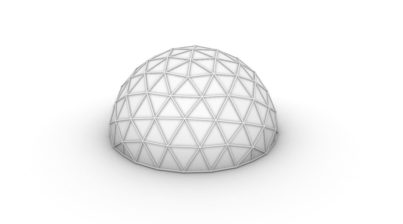 Geodesic Dome Large with Frame and Panels and Entryway 3D model_47
