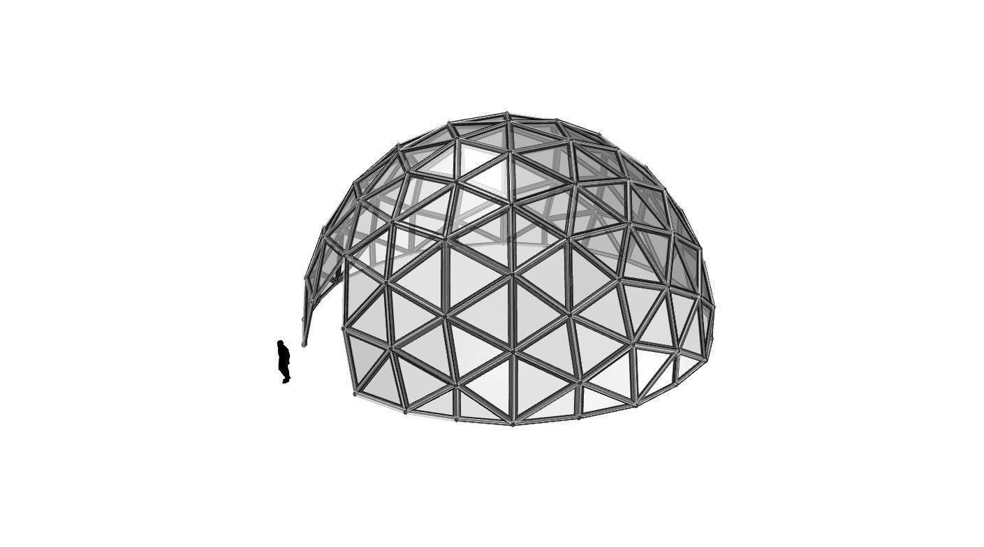 Geodesic Dome Large with Frame and Panels and Entryway 3D model_61