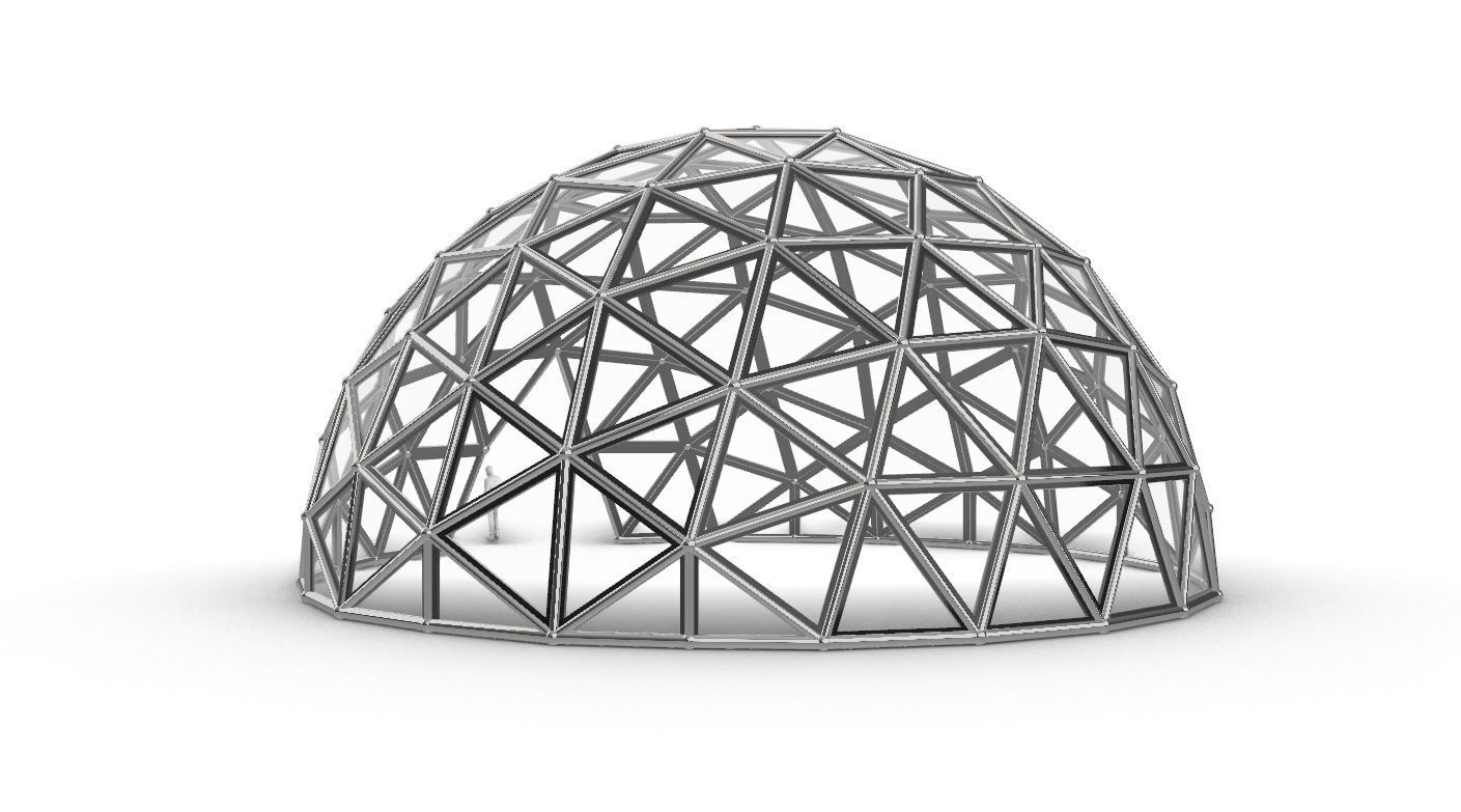 Geodesic Dome Large with Frame and Panels and Entryway 3D model_6