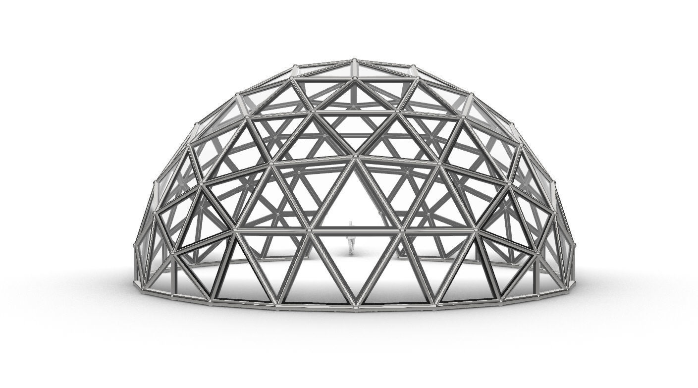 Geodesic Dome Large with Frame and Panels and Entryway 3D model_9