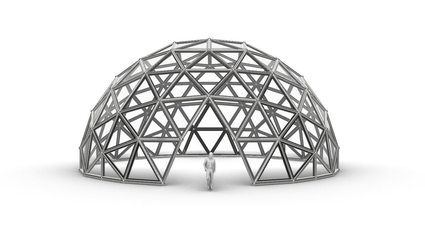 Geodesic Dome Large with Frame and Panels and Entryway 3D model_18