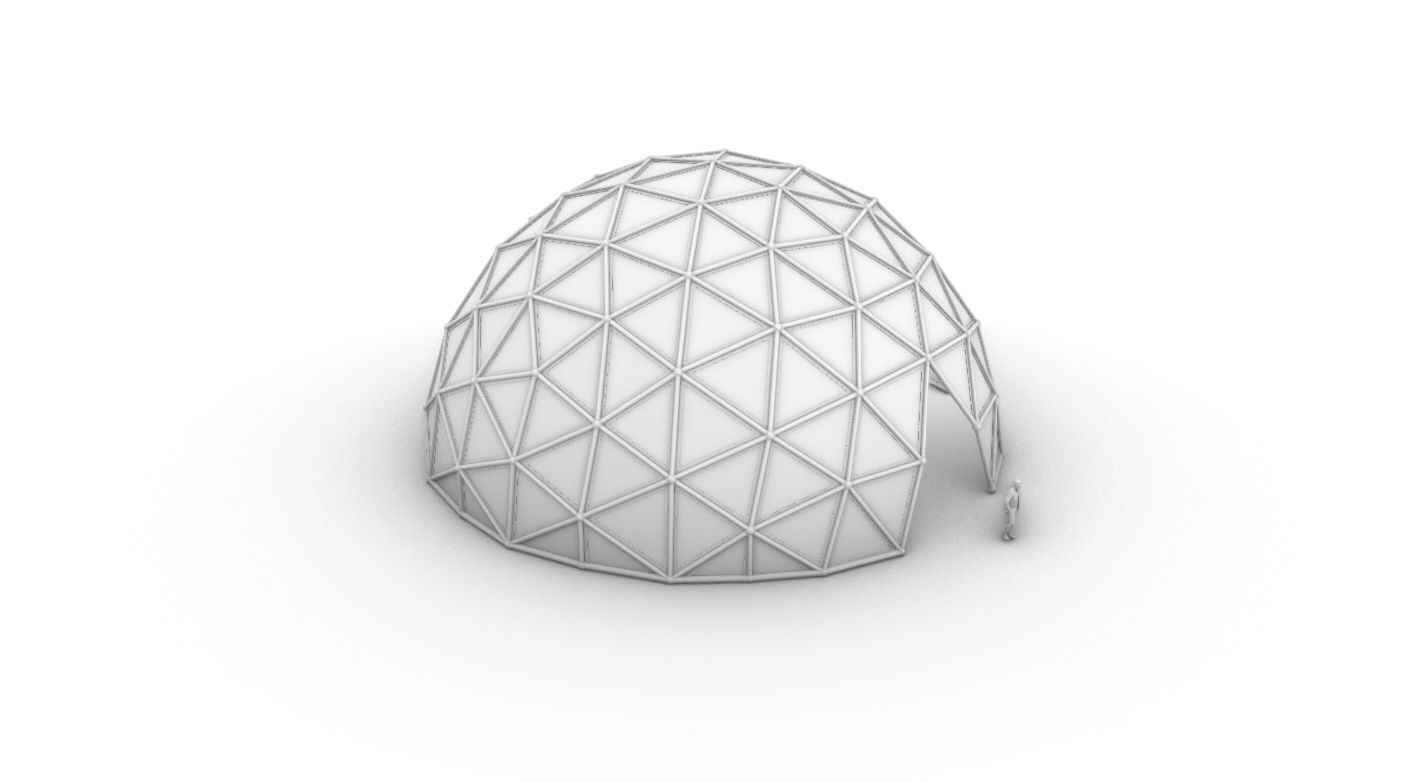 Geodesic Dome Large with Frame and Panels and Entryway 3D model_55
