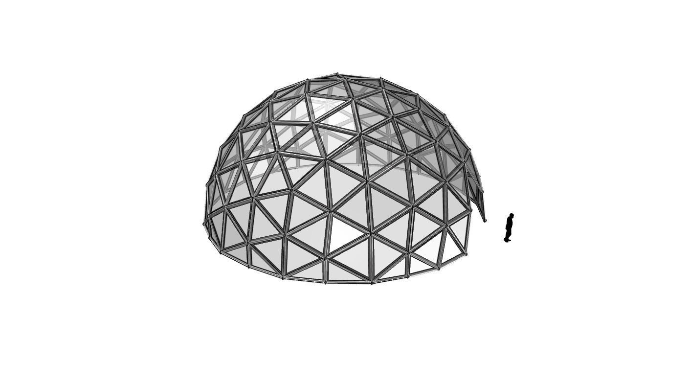 Geodesic Dome Large with Frame and Panels and Entryway 3D model_75