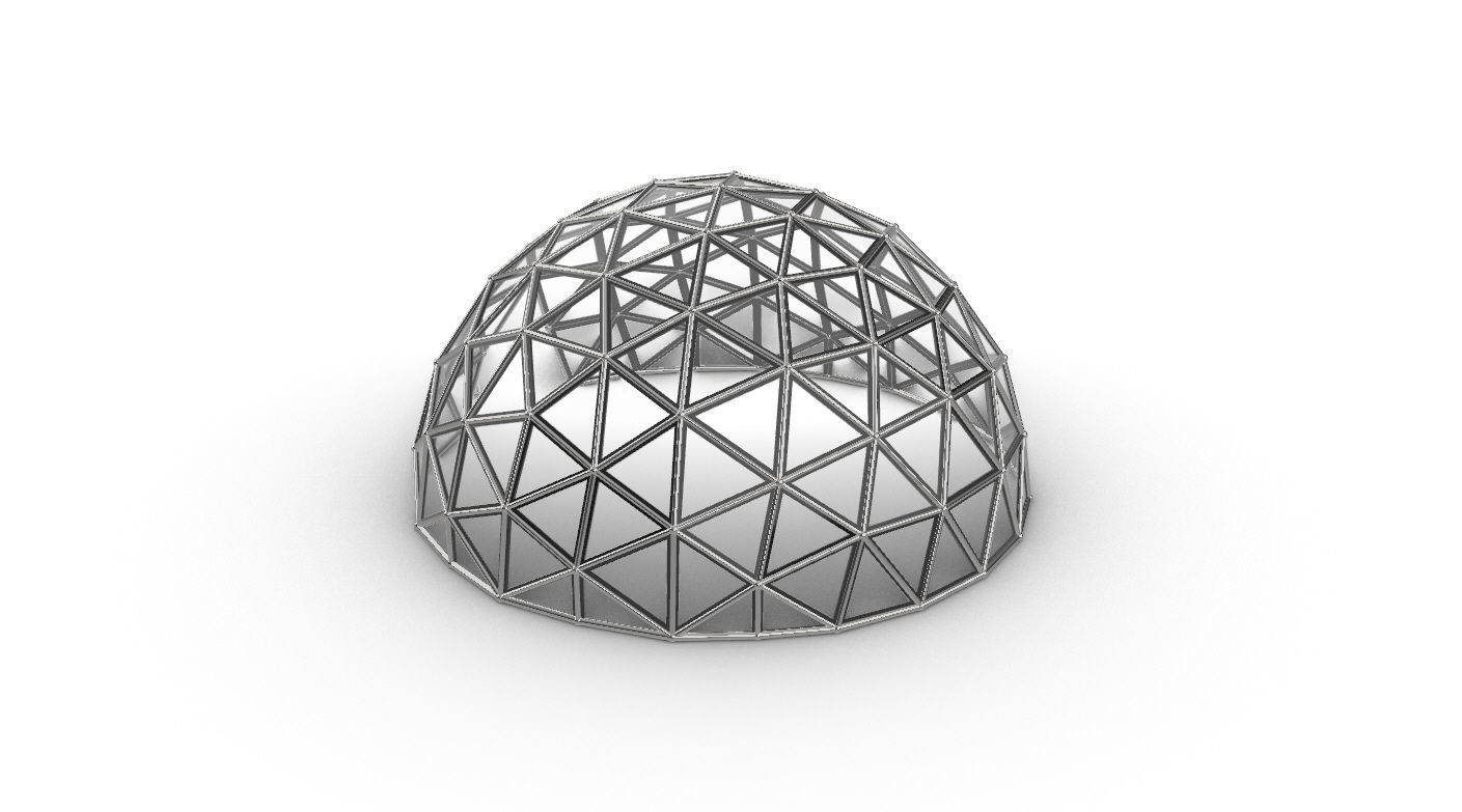 Geodesic Dome Large with Frame and Panels and Entryway 3D model_25