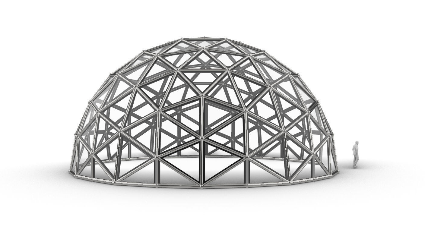 Geodesic Dome Large with Frame and Panels and Entryway 3D model_13