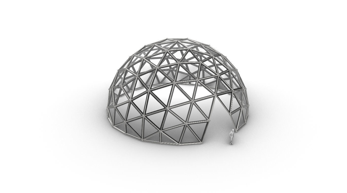 Geodesic Dome Large with Frame and Panels and Entryway 3D model_38
