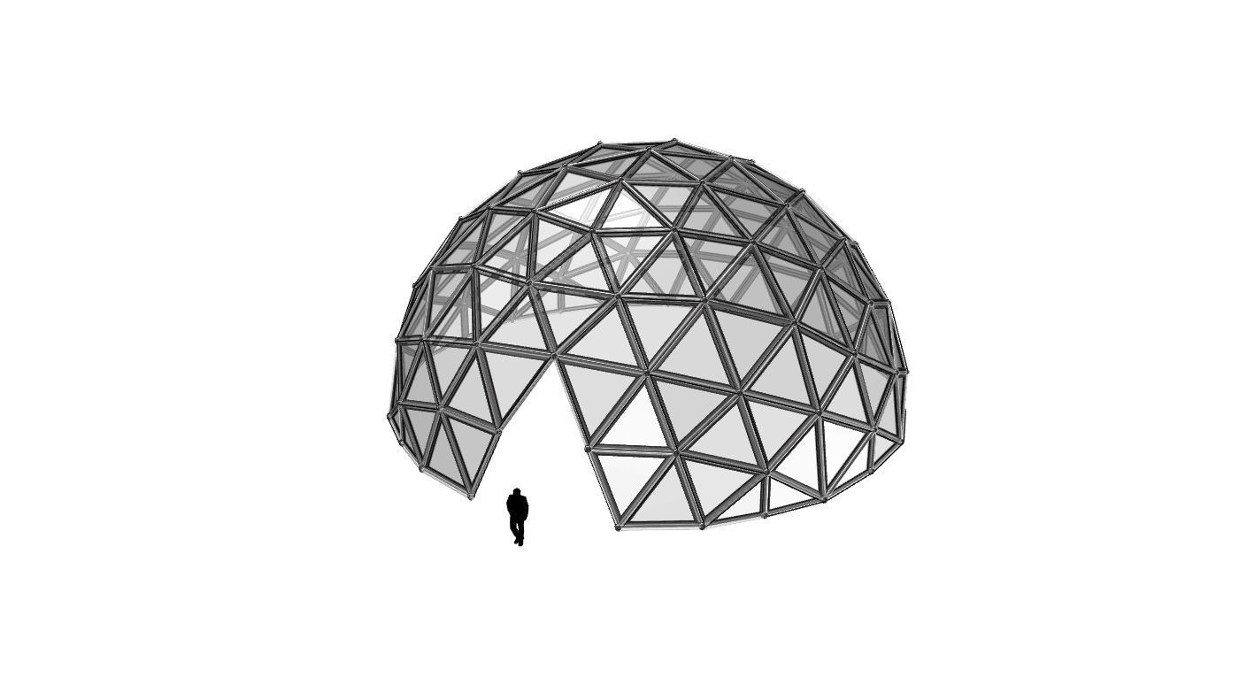 Geodesic Dome Large with Frame and Panels and Entryway 3D model_79