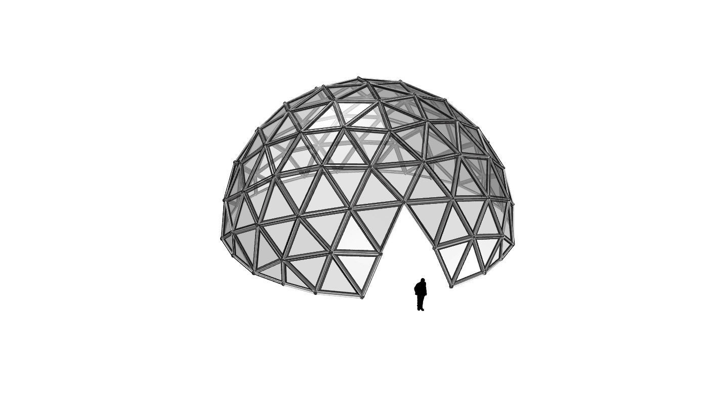 Geodesic Dome Large with Frame and Panels and Entryway 3D model_76