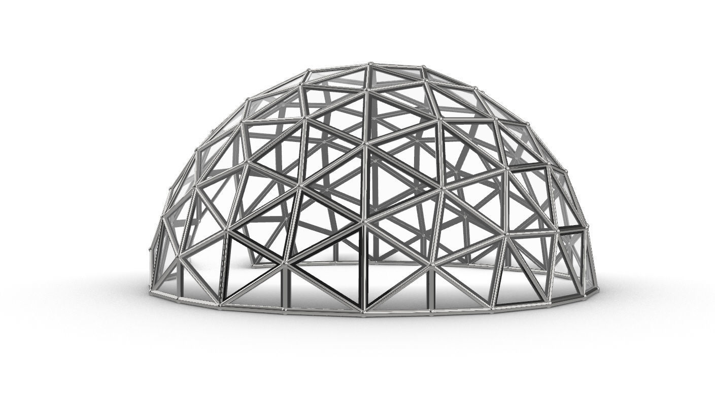 Geodesic Dome Large with Frame and Panels and Entryway 3D model_5