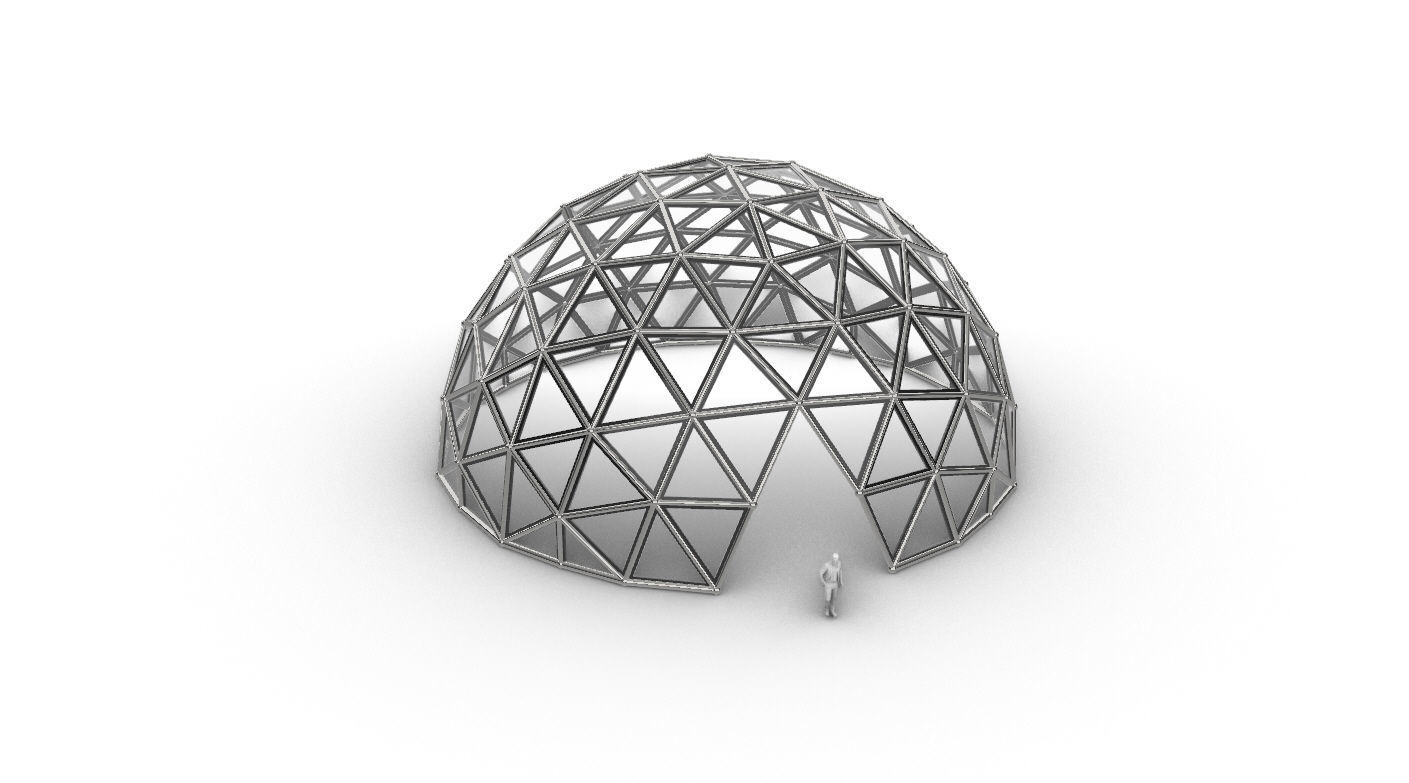Geodesic Dome Large with Frame and Panels and Entryway 3D model_40