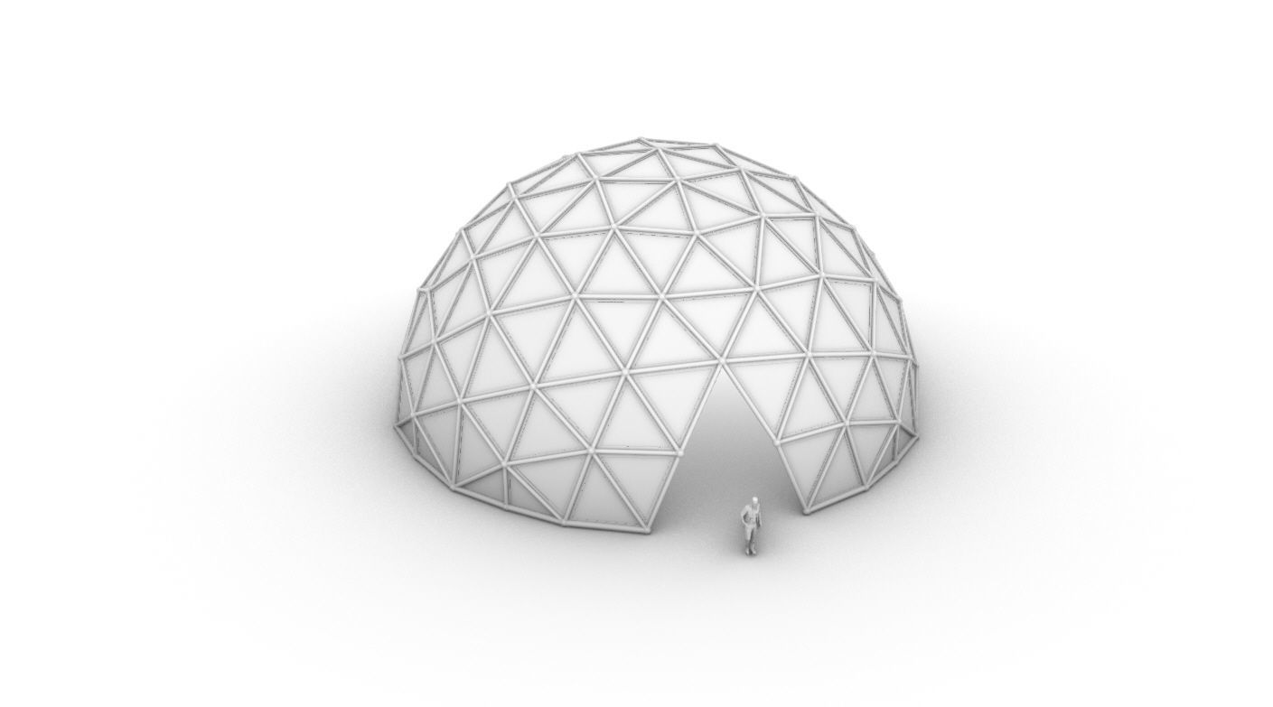 Geodesic Dome Large with Frame and Panels and Entryway 3D model_57