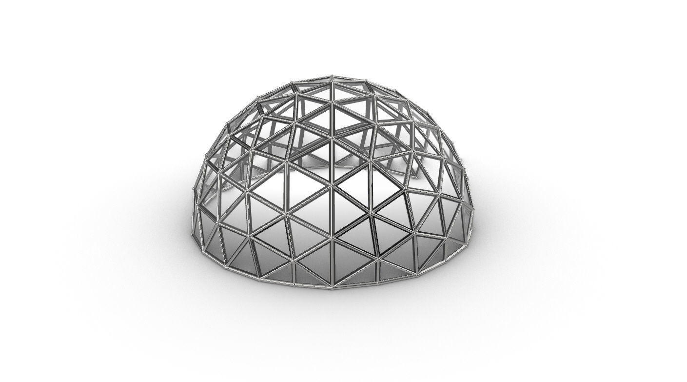 Geodesic Dome Large with Frame and Panels and Entryway 3D model_31