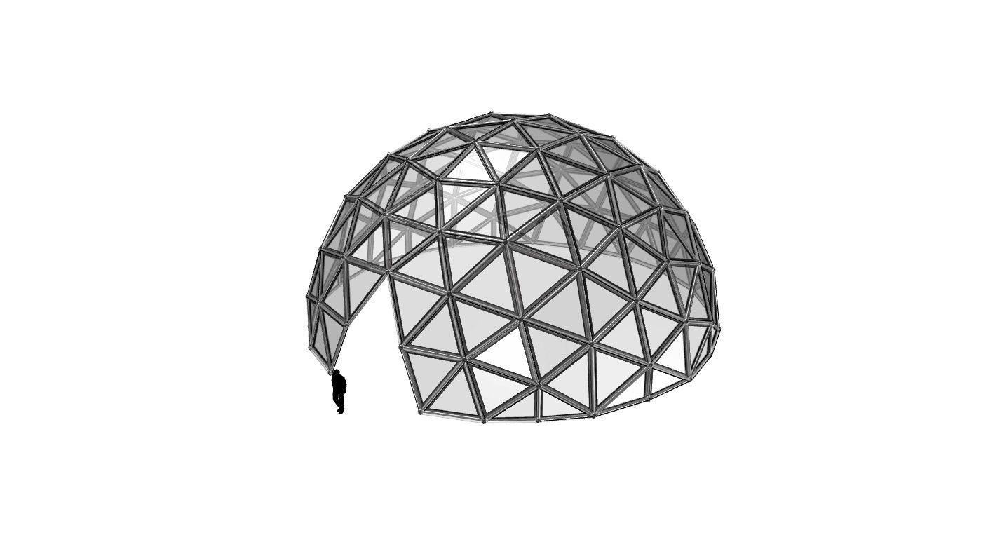 Geodesic Dome Large with Frame and Panels and Entryway 3D model_59